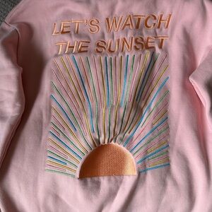 DANDY Pink Let’s Watch The Sunset Sweatshirt Embroidered Hoodie NWOT